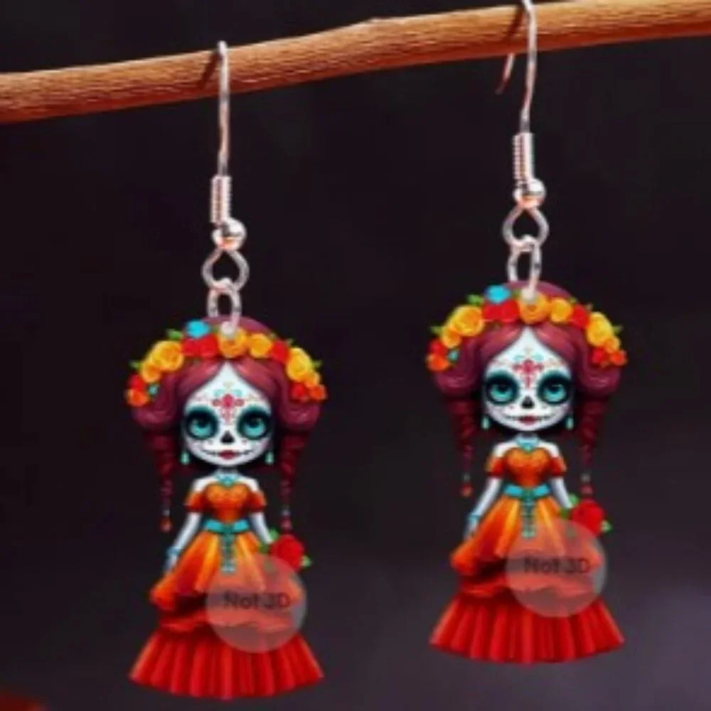 Doll Earrings - 3D Acrylic, Zinc Alloy Posts, Perfect for Parties